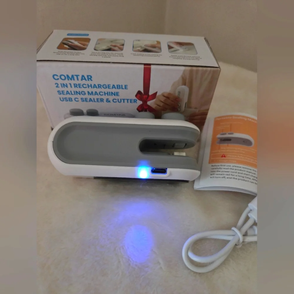 🪷5/25! COMTAR Rechargeable 2in1 Mini Portable Bag Sealer & Cutter NIB